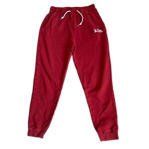 KIN Red Unisex Joggers Satin Lined Pockets French Terry Shark Tank Size Large